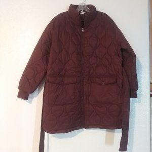 Time and Tru women's XL (16-18) Rustic Plum Onion Belted Barn Coat